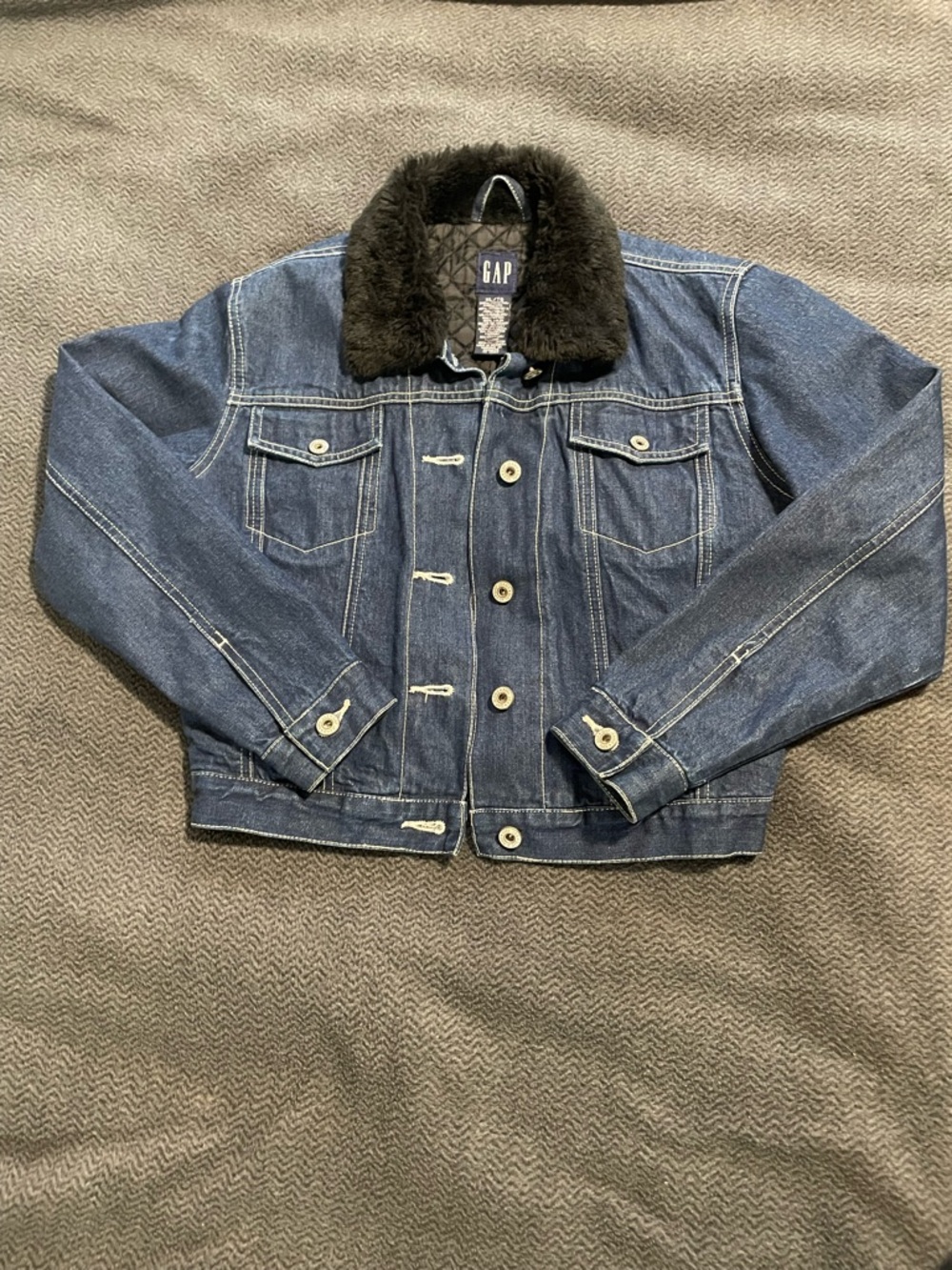 GAP | Dark Blue Denim Jacket with Faux Fur Collar